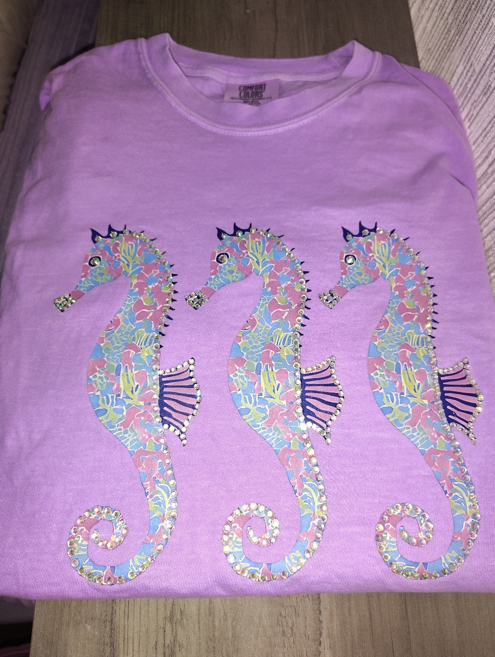 Rhinestone Neon Seahorse Graphic Tee